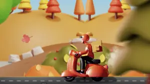 Animation on the delivery guy who keeps bouncing from 2D to 3D
